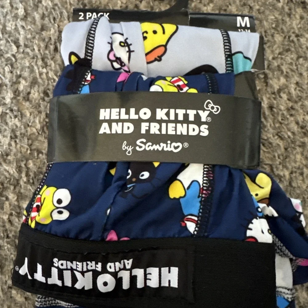 NEW 2 Pack Boxer Briefs M 32-34 Hello Kitty & Friends Theme